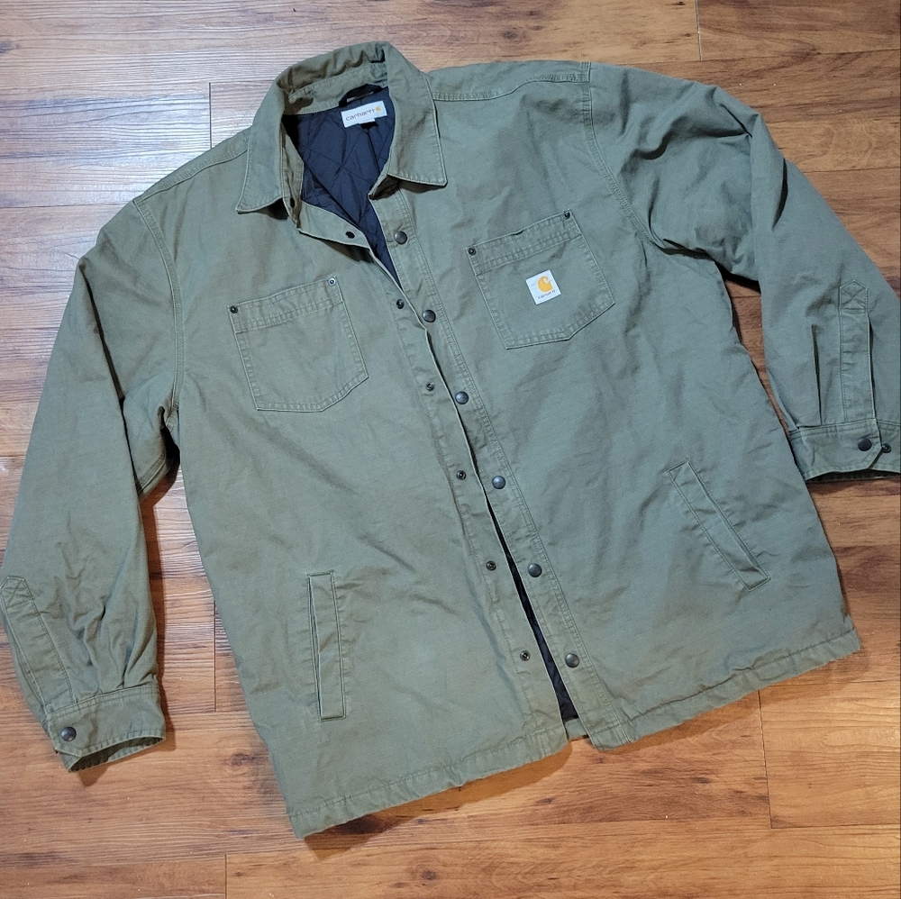Carhartt Button Down Quilted Insulated Size XL Moss